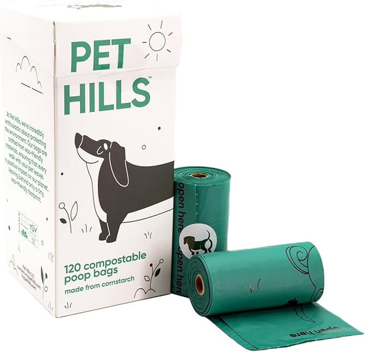 Compostable Dog Poop Bags – 120 Count Refill Rolls, TÜV OK Compost HOME Certified, Plant-Based Materials, Leakproof, Unscented, Extra Thick, Fits All Dispensers