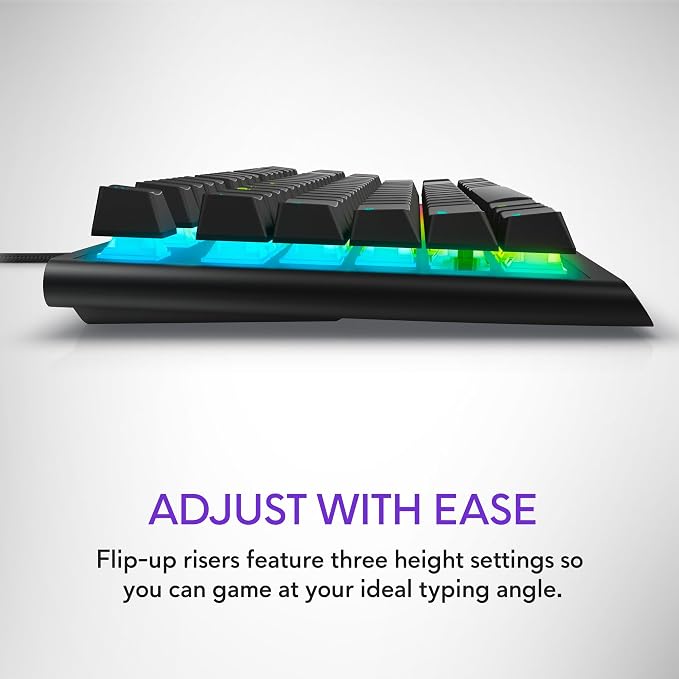 Alienware Wired Gaming Keyboard AW420K, Linear Mechanical, TKL | USB-C, Detachable Cable, Adjustable Height, RGB Per-Key, Dark Side of the Moon, 2-Year Warranty