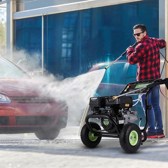 4200PSI Pressure Washer 4.0GPM Gas Power Washer 196CC Gas Powered Washing Machine Commercial High Pressure Washer with 25ft Hose&5 Nozzles for Patio Garden Yard Vehicle,EPA/CARB/ETL