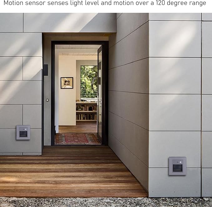 Aramox 1.5W 3000K Motion Sensor Stair Light, 120 Degree Sensor Step Light, Dusk to Dawn Sensor LED Step Light for Indoor Staircase