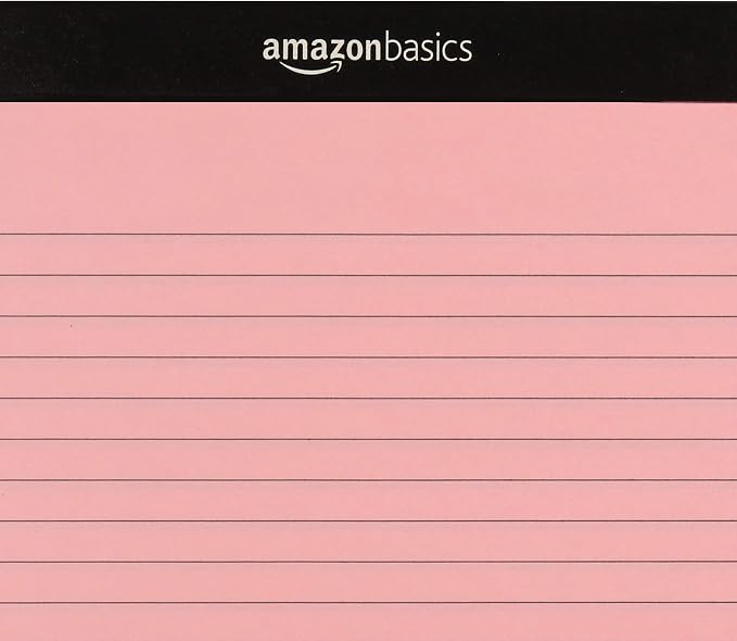 Amazon Basics Wide Ruled Lined Writing Note Pads with Sturdy Back, Multicolor, 300 Sheets, Perforated, 8.5x11.75 Wide Ruled (Pack of 72)