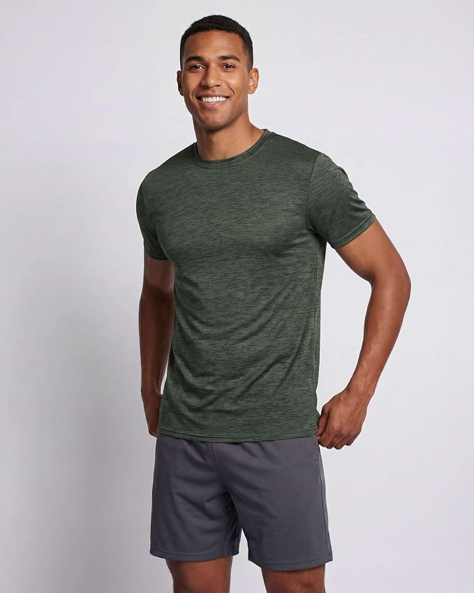 5 Pack Men's Dry Fit Short Sleeve T-Shirt Gym Workout Athletic Running Tee | Cooling, Moisture-Wicking, Crew Neck, Quick-Dry, Breathable, Active, Exercise, Fitness, Basketball, Cycling, Hiking, Tennis
