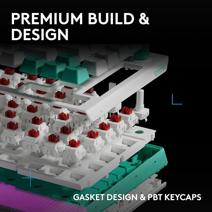 Logitech G512 X 75 TMR + Linear Switch Mechanical Gaming Keyboard - White | Hot-Swappable 9x TMR Rapid Trigger + Linear Mechanical Switches, Gasket, PBT Keycaps, <8K, LIGHTSYNC RGB, for PC & Mac