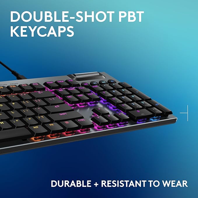 Logitech G915 X Wired Gaming Keyboard (Linear)- Black | Low Profile, Mechanical Switches, Double-Shot PBT Keycaps, RGB lighting, Aluminum finish, PC/Mac Compatible