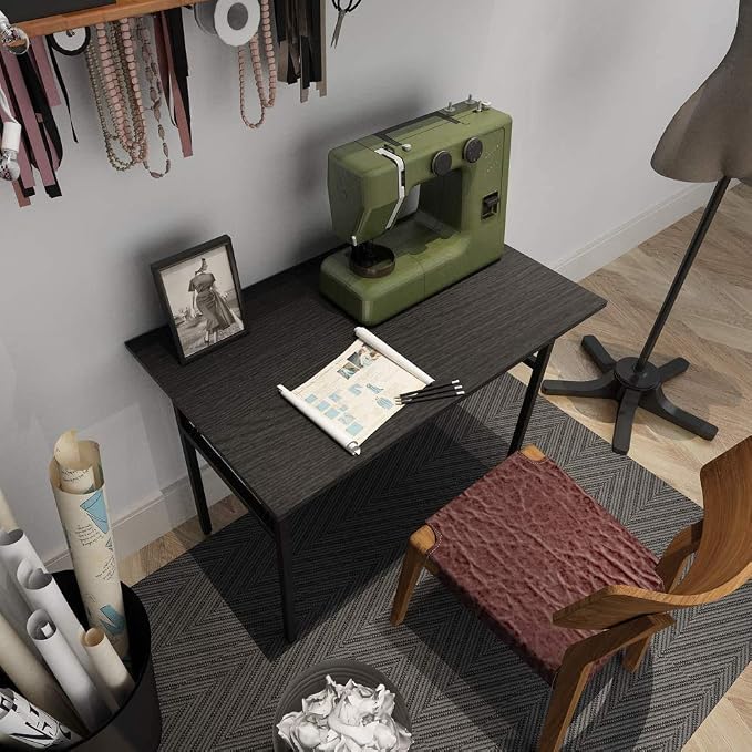 Need Office Computer Desk 39.3 Inch Sturdy Folding Laptop Table Black | Black Frame Writing Gaming Work Table/Foldable Home Office Desk/Sewing Table, No Assembly Required