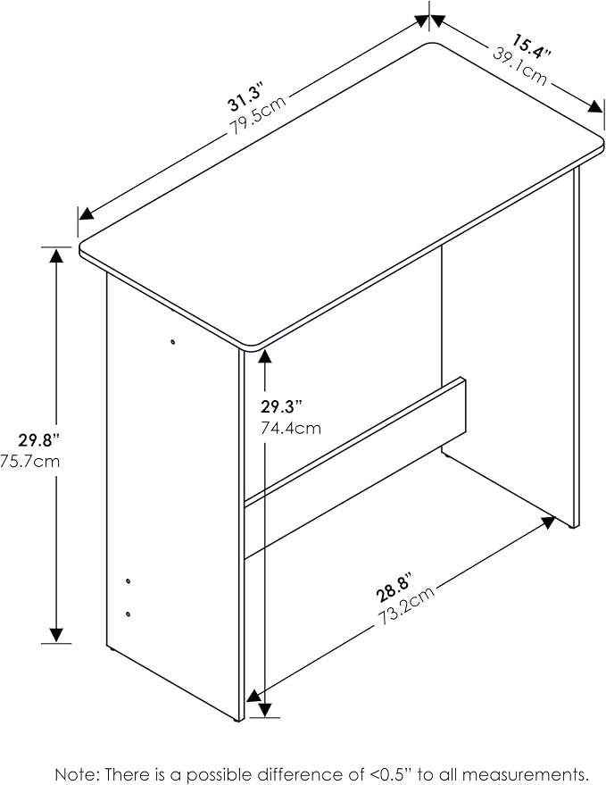 FURINNO Simplistic Study Table, Pink, 15.5 in x 31.5 in x 29.75 in (D x W x H)