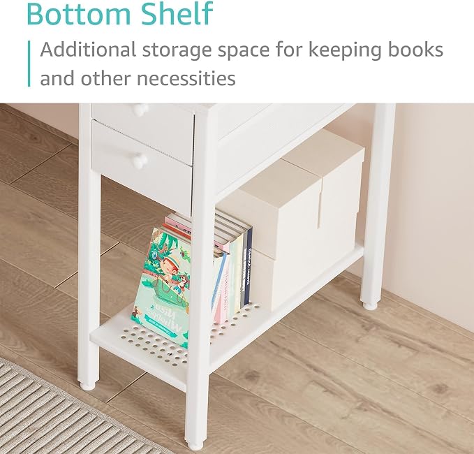 Lufeiya White Small Desk with Drawers - 40 Inch Computer Desk for Small Space Home Office, Modern Simple Study Writing Table PC Desks