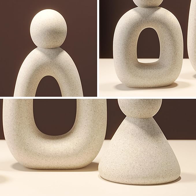 suruim Abstract Family of 3 Figurines Modern Sculptures Home Decorative Accents TV Stand Decor Bookshelf Knick Knacks Gifts for Shelves Entry Way Statues for Home Decor Living Room(Grey)