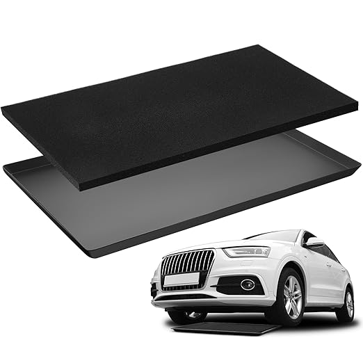 Uiifan 1 Set 35 x 22 x 1.6 Inch Oil Drip Pan for Under Car with Thickened Square No Splatter Pad Extra Large Oil Drain Tray for Automotive Transmission Garage Machinery Supplies to Keep Floor Clean