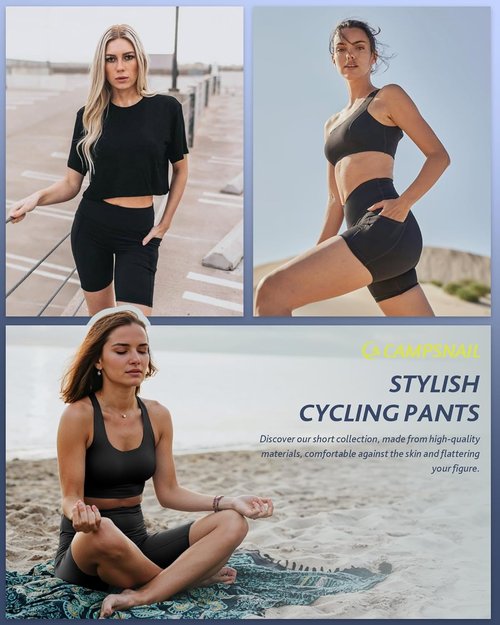CAMPSNAIL Biker Shorts for Women - High Waisted Tummy Control with Pockets | 3"/5"/8" Sizes