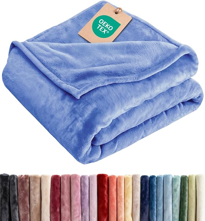 Fleece Blanket Kids Size - Ultra-Soft Flannel Fleece Blanket - Vista Blue | Soft, Warm, Outdoor Picnic Blanket for Camping, Travel, Lightweight, Cozy, Anti-Static, Home Decor Gifts for Men & Women