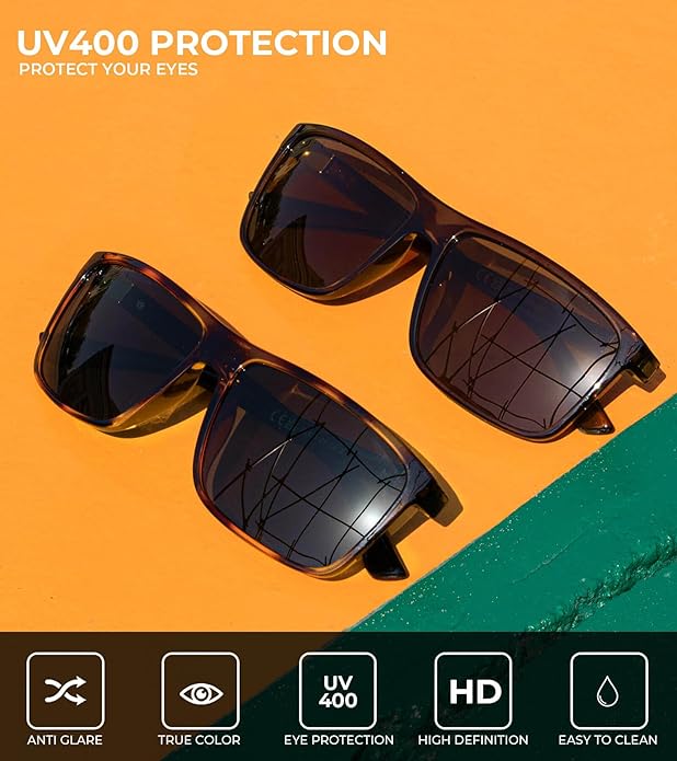KALIYADI Polarized Sunglasses for Men and Women, Mens Sun Glasses with UV Protection for Driving Fishing Golf (3 Packs)