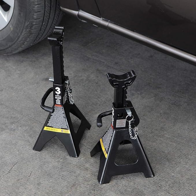 Torin AT43002AB-1 Double Locking Steel Jack Stands, 3 Ton (6,000 LBs) Capacity, Black, 1 Pair