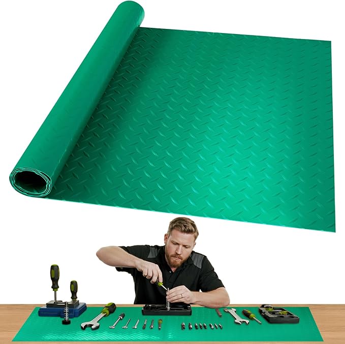 Workbench Mat, Green 23.62" x 70.87" PVC Work Bench Mat with Non-Slip Texture, 2 mm Thick Scratch & Stain Resistant Surface for Painting, Woodworking, Crafting, Projects and Tool Protection