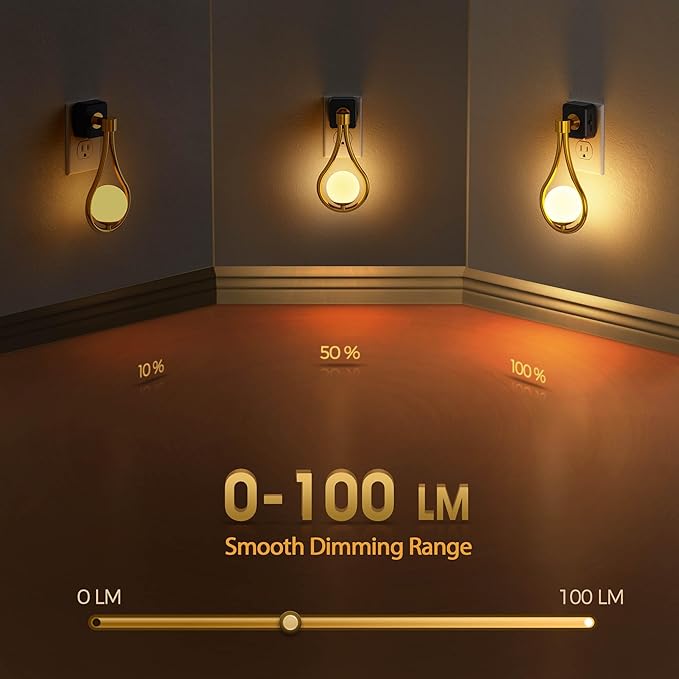 LED Night Light, Night Lights Plug into Wall, 0-100LM Dimmable | Nightlight, 330° Rotating with Dusk to Dawn Sensor, Adjustable Brightness for Kids, Bathroom, Bedroom, Hallway, 2pack
