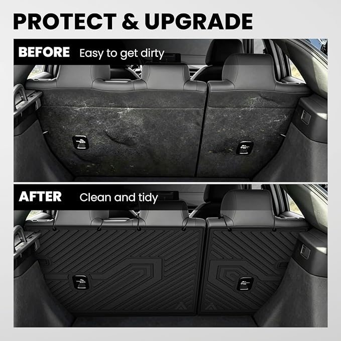 LASFIT All Weather Floor Mats for Honda Civic 2022-2026 - Back Protector | 3D Laser Custom Fit For 22-26 Civic (Only Fit Hatchback) | Flexible Non-Curl Recyclable TPE | Anti-Slip & Easy Wash