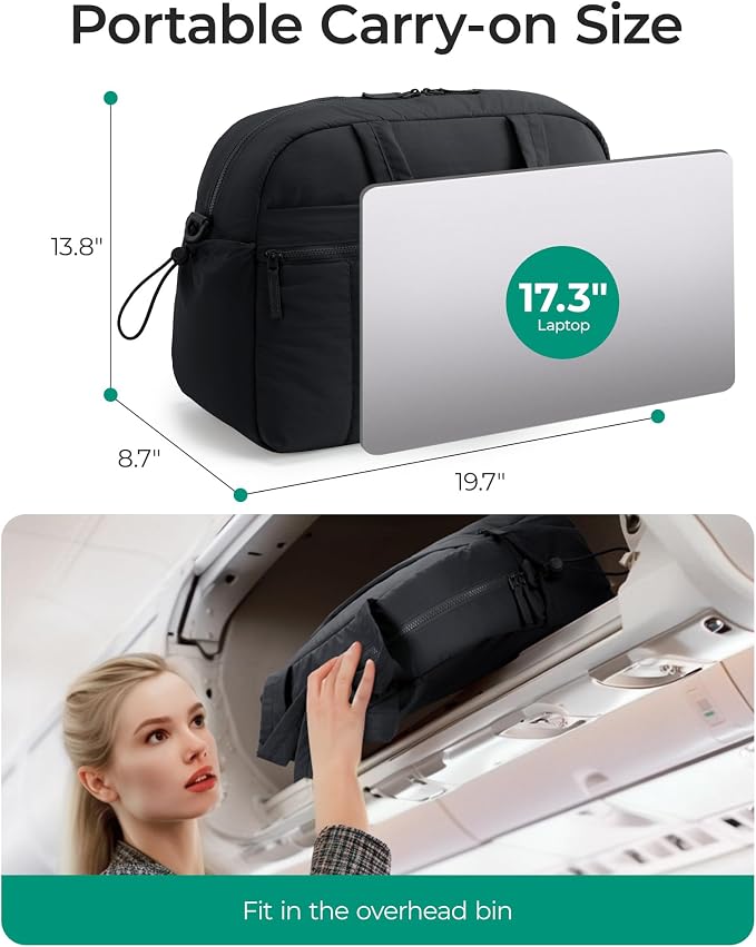 BAGSMART Duffle Bag for Travel, Gym Bag for Women, Weekender Carry on Bag | PVC Wet Pocket, Airline Approved Personal Carry-on Size, Fits Under-seat, One Bag for Gym, Travel, Hospital, Overnight