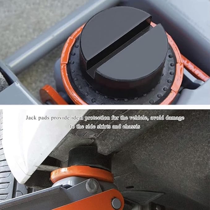 2 PCS Jack Stand Pad Adapter, Universal Rubber Pinch Weld Side Frame Rail Protector Pad, Vehicle Heavy Duty Slotted Floor Jack Pad, Lift Protection Tool Car Accessories