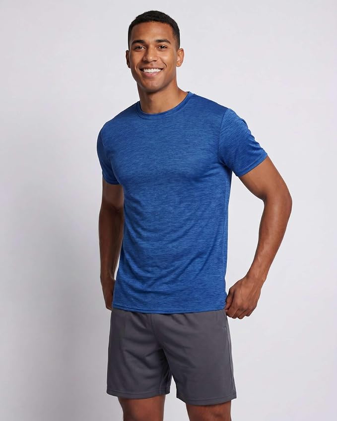 5 Pack Men's Dry Fit Short Sleeve T-Shirt Gym Workout Athletic Running Tee | Cooling, Moisture-Wicking, Crew Neck, Quick-Dry, Breathable, Active, Exercise, Fitness, Basketball, Cycling, Hiking, Tennis