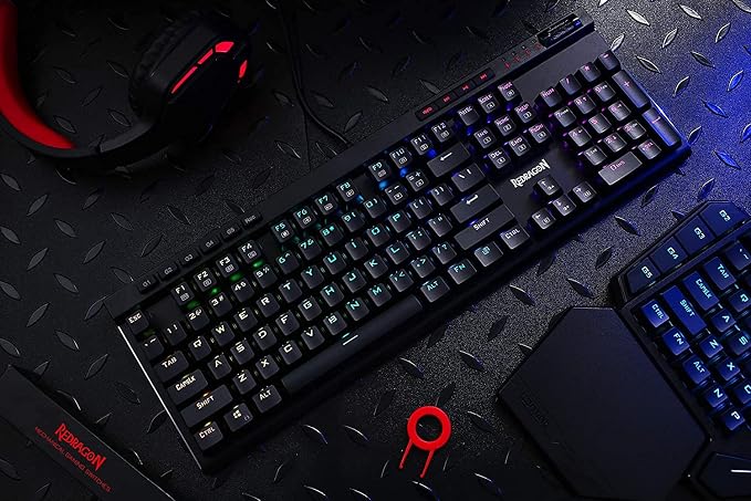 Redragon K580 Wired RGB Mechanical Gaming Keyboard, Macro Key & Media Wheel | 5 On-Board Keybinding Buttons for MMO MOBA Games, Dedicated Media Controls, Tactile Brown Switch for Long-Time Typing Feel