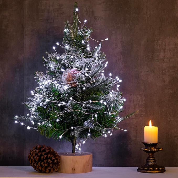 Fairy Lights Plug in, 33 Feet 300LED Cool White Silver Wire Firecracker Firefly Lights with Remote, Waterproof Copper Wire Lights for Bedroom Wreath Window Wedding Christmas Tree Decoration