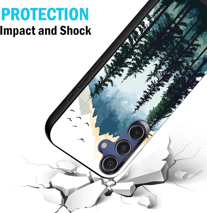 Designed for Galaxy A16 5G Phone Case,Slim Silicone Shockproof Protective Case for Galaxy A16 5G 6.7 inch,Watercolor Forest Mountains