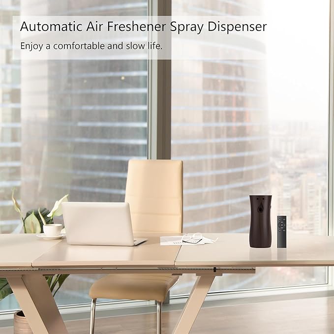 8-Pack Automatic Air Freshener Spray Dispenser with Remote Control,Wall Mounted/Free Standing for Commercial Use,Multiple Time Scent/Mist Release Settings for Room/Restroom (WOOD, standard)