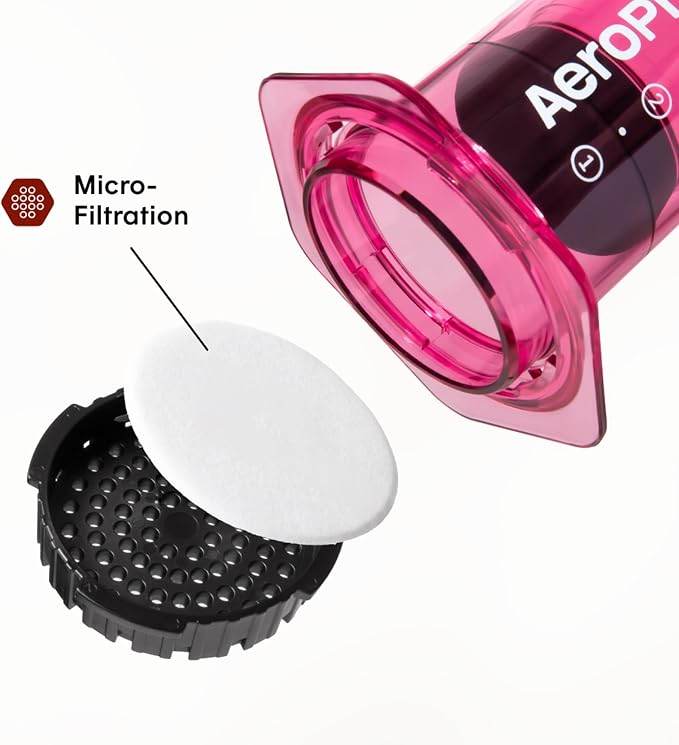 AeroPress Clear Pink Coffee Press, French Press, Pour-Over & Espresso Style | All-in-One Manual Coffee Maker, 2-Minute Brew, Less Bitterness, More Flavor, Portable, Travel & Camping