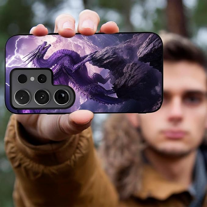 Designed for Galaxy S25 Ultra Phone Case,Slim Silicone Shockproof Protective Case for Galaxy S25 Ultra 6.8 inch,Purple Dragon