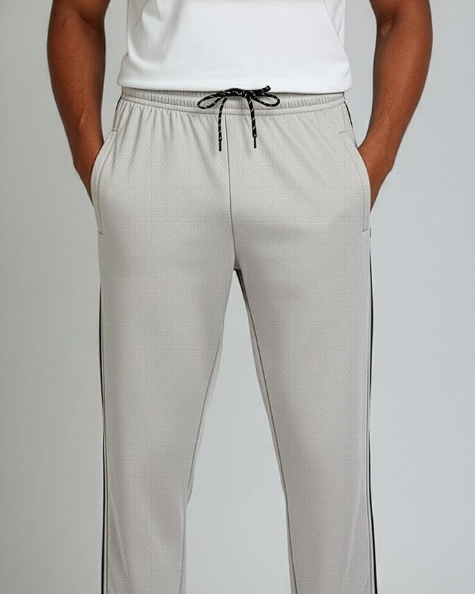 3 Pack Men's Mesh Open Bottom Sweatpants Active Athletic Workout Gym Pocket | Available in Big & Tall, Uncuffed, Elastic Waistband, Drawstring, Straight Leg, Running, Jogging, Exercise, Training, Sports