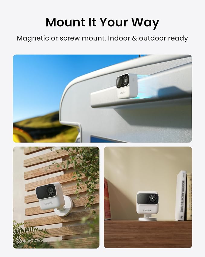 REOLINK Argus MagiCam Security Cameras Wireless Outdoor 1080p, 2 Cam Kit | Magnetic Mount, 2.4/5GHz WiFi, AI Detection, IR Night Vision, No Subscription, IP67, 9-Month Battery Life, Easy Set Up