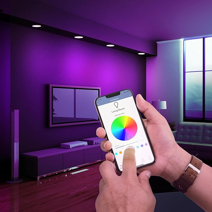 Feit Electric 6" Smart LED Canless Recessed Downlight, 65W EQ, Dimmable, Wifi Enabled, Compatible with Alexa and Google Home Asst, Color Changing, 90 CRI, 850 Lumens