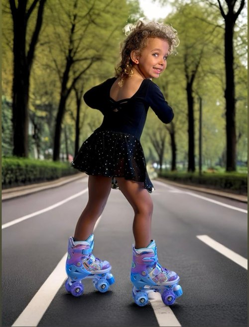 Kids Roller Skates for Girls Boys - Purple for Big Kids Age 7 8 9 10 - Adjustable All Light up Wheels Butterfly and Flower Indoor Outdoor Sports Birthday Gift for Son and Grandson