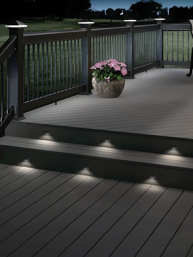 LEONLITE Black 5CCT 120V LED Step Lights, 150LM 5%-100% Dimmable Stair Lights Indoor Outdoor IP65 Waterproof, Aluminum Anti-Glare Shell, CRI90 ETL 2700K/3000K/3500K/4000K/5000K, Pack of 6