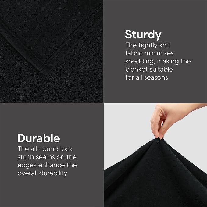 Utopia Bedding Soft Fleece Bed Blanket Twin XL Size Black (90x76 Inch) | College Dorm Room Essentials for Girls and Guys, Microfiber Plush Warm Lightweight Breathable Cozy Blanket Anti-Static