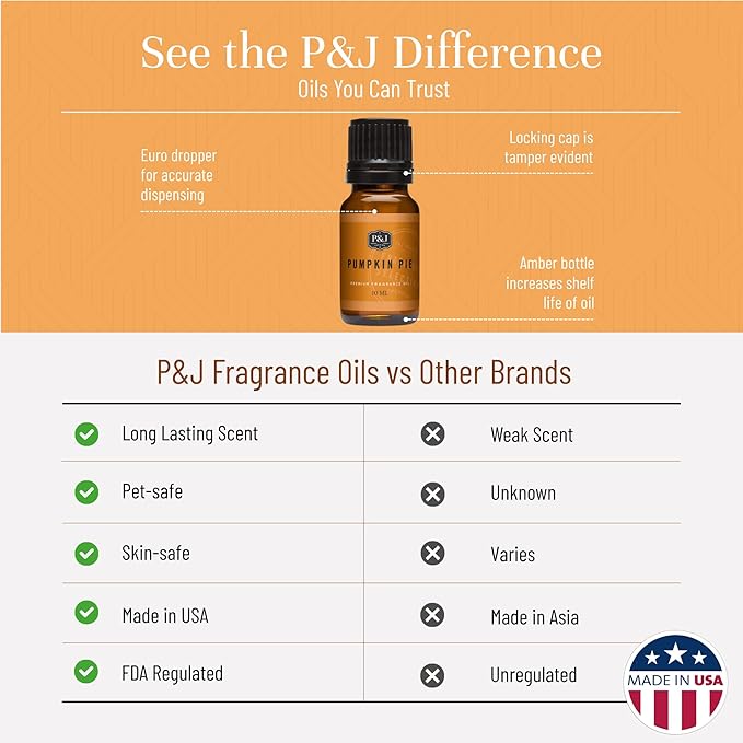 P&J Fragrance Oil Pumpkin Pie 100ml - Candle Scents, Soap Scents, Diffuser Oil Scents