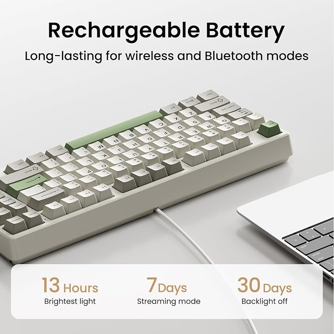 Kisnt KN85 Wireless Mechanical Keyboard, 75% Layout, Bluetooth/2.4GHz/USB-C, Custom RGB Backlit, Hot-Swappable Linear Switch, Creamy Sound for Gaming/Typing (Industrial Gray)