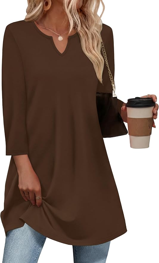 OFEEFAN Summer Boho Tops For Women 3/4 Length Sleeve Womens Tops Vacation Outfits