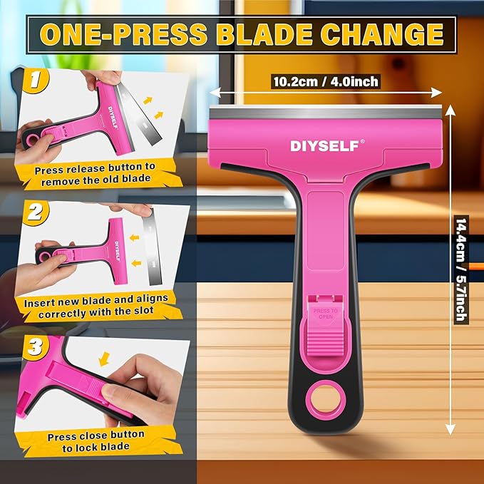 DIYSELF 1 Pack Razor Blade Scraper with 10 Extra Razor Blades, Scraper Tool, Glass Scraper for Cleaning, Glass Stove Top Scraper, Window Scraper, Paint, Cooktop, Oven Scraper, Razor Scraper Tool