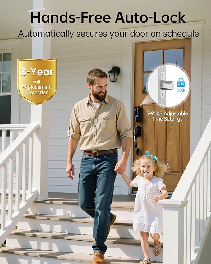 WiFi Smart Front Door Lock with Handle – Firstriver Fingerprint Keyless Entry Deadbolt Set with Digital Keypad, Built-in Wi-Fi App Remote Control & Auto Lock, Compatible with Alexa & Google Assistant