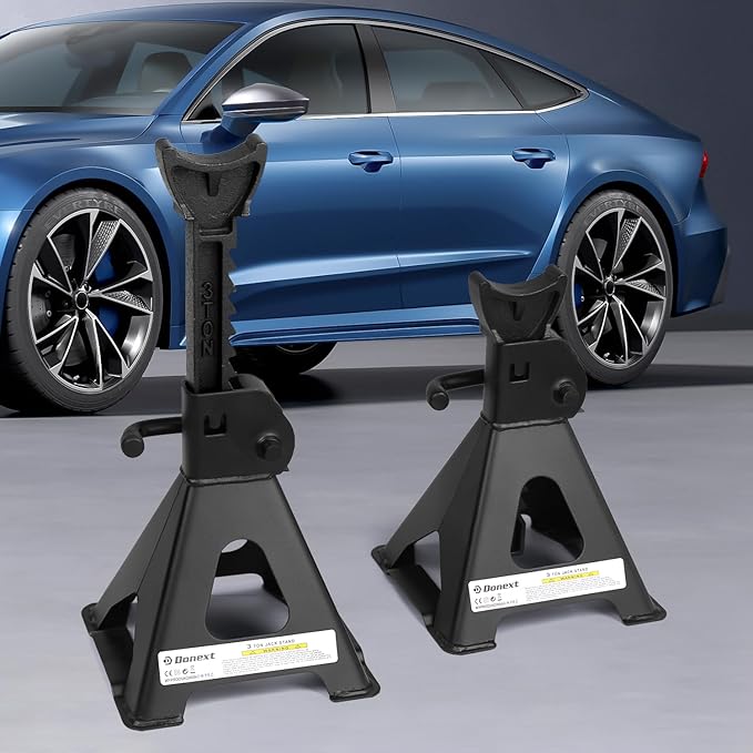 Donext Jack Stands 3 Ton (6,500 lb) Capacity Steel, 1 Pair Black Lifting Stand Adjustable Jack Stands