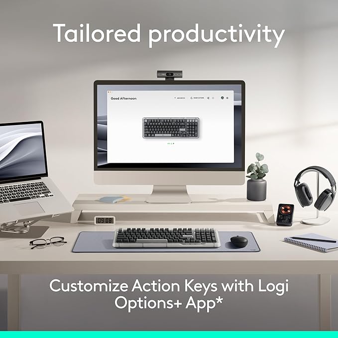 Logitech Alto Keys K98M Wireless Mechanical Gasket Keyboard - Graphite | Customizable, clicky, vibration absorbing gasket, white backlit keys, Bluetooth, USB-C charging, for PC, Mac, Laptops