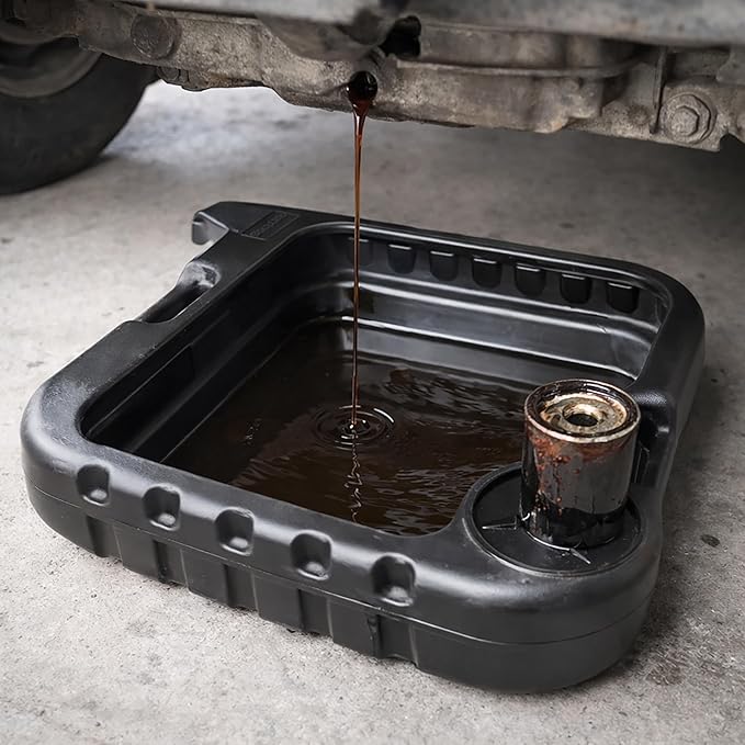 Scepter AMKIT01 15.5 Quart Oil Drain Pan with Pour Spout and 18-Inch Mechanics Funnel Kit for Automotive Fluids Including Engine Oil, Anti-Freeze, Transmission Fluid and More, Black