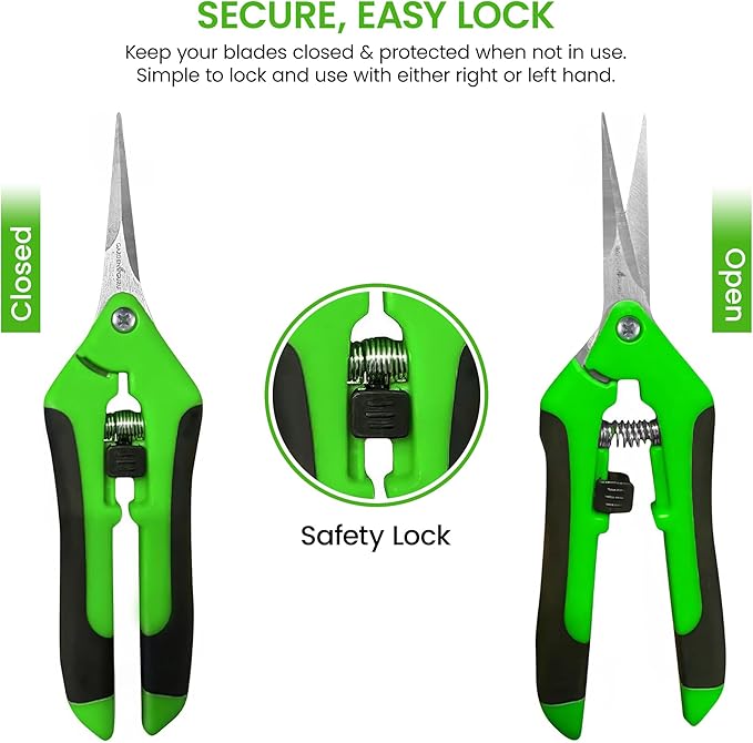Garden Guru Razor Sharp Snip ??Professional Garden Pruning Shears Trimmers Scissors ??Super Sharp Micro-Tip Precision Stainless Steel Blades - Easy on Arthritic Hands - Soft Ergonomic Handles (2 Pack)