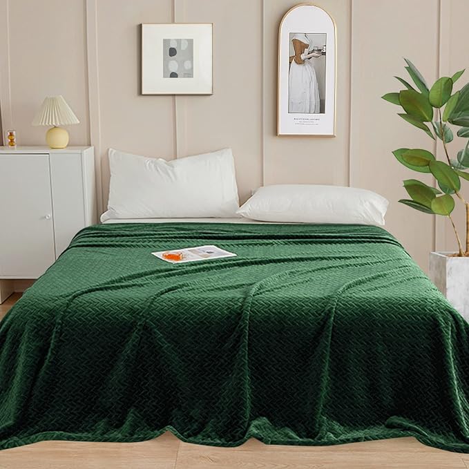 inhand Fleece Blanket for Bed, Super Soft Flannel Cozy King Bed Blanket for Adults, Washable Lightweight Fuzzy Bed Blanket for Office Sofa, Warm Plush Blankets for All Season (90"×108", Green)