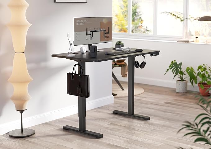 YDN 35 x 20 Inch Black Electric Standing Desk | Adjustable Height, Sit Stand, Cable Management, Ergonomic, Home Office