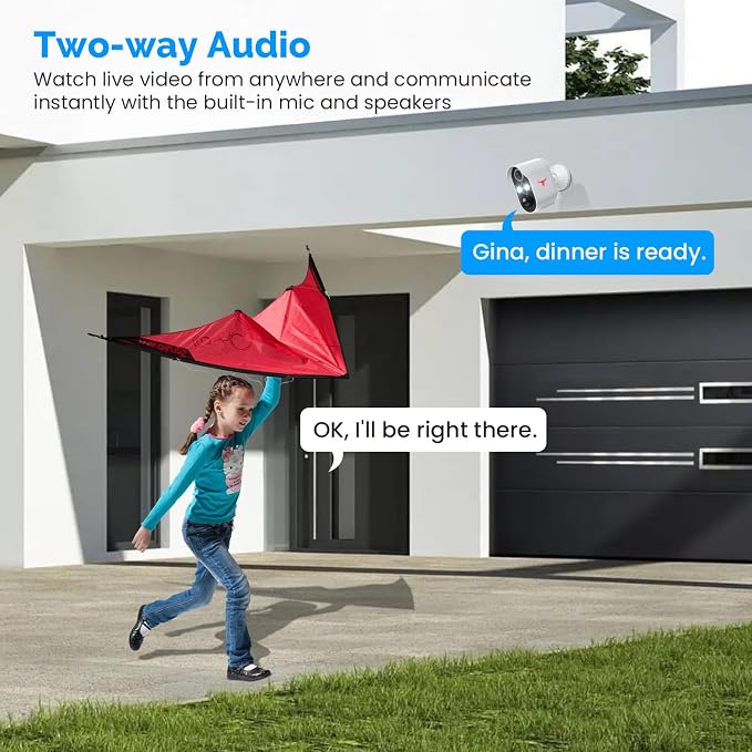 1080P Wireless Security Camera Outdoor, Battery Powered, AI Human Detection, Color Night Vision, 2-Way Audio, IP65 Waterproof, 2.4G Wi-Fi, Cloud Storage (1 Spotlight)