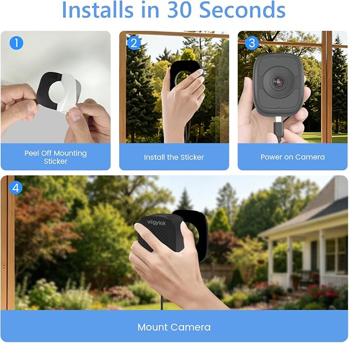 3K 5MP Window Camera for Home Security Indoor Magnetic Mount, 2Pack No Drill 5GHz&2.4GHz WiFi 6, Outdoor Monitoring Through Glass, Full Color Night Vision, 24/7 AI Smart Detection Recording