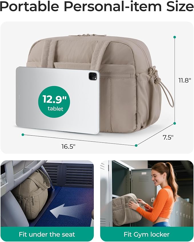 BAGSMART Duffle Bag for Travel, Gym Bag for Women, Weekender Carry on Bag | PVC Wet Pocket, Airline Approved Personal Carry-on Size, Fits Under-seat, One Bag for Gym, Travel, Hospital, Overnight