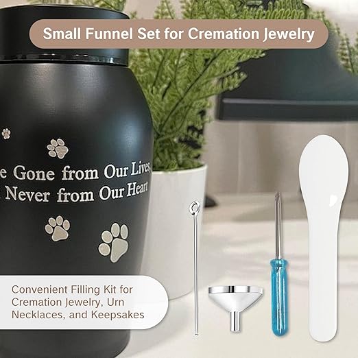 NIIIYTYB Cremation Funnel Kit with Spoon and Scoop Mini Funnel Set for Filling Ashes in Urn Necklaces Tiny Glitter Funnels for Small Capsules Bottles Pill Necklace Keepsake Ash Fill Tools Accessory